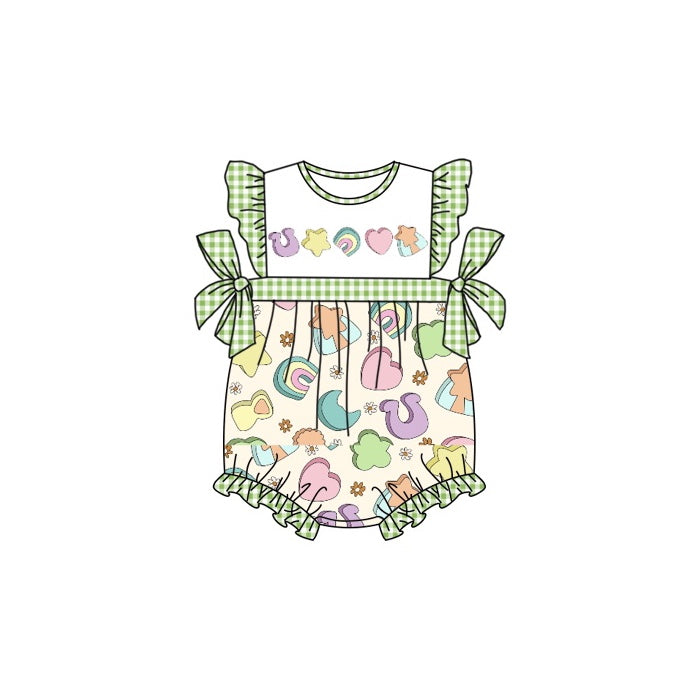 Plaid rainbow clover baby girls st patrick's romper