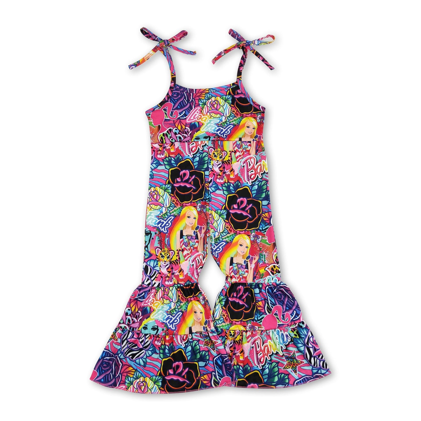 Suspender colorful tiger leopard party girls jumpsuit