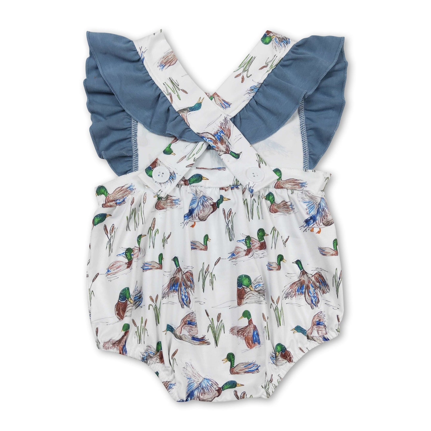 Flutter sleeves duck baby girls summer romper