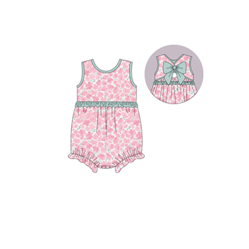Pink floral sleeveless baby girls spring romper – Western Kids Clothes