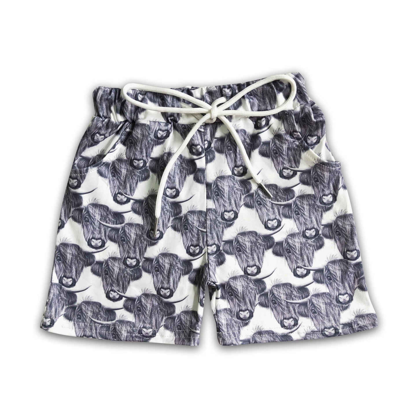 Highland cow pocket kids boy summer shorts