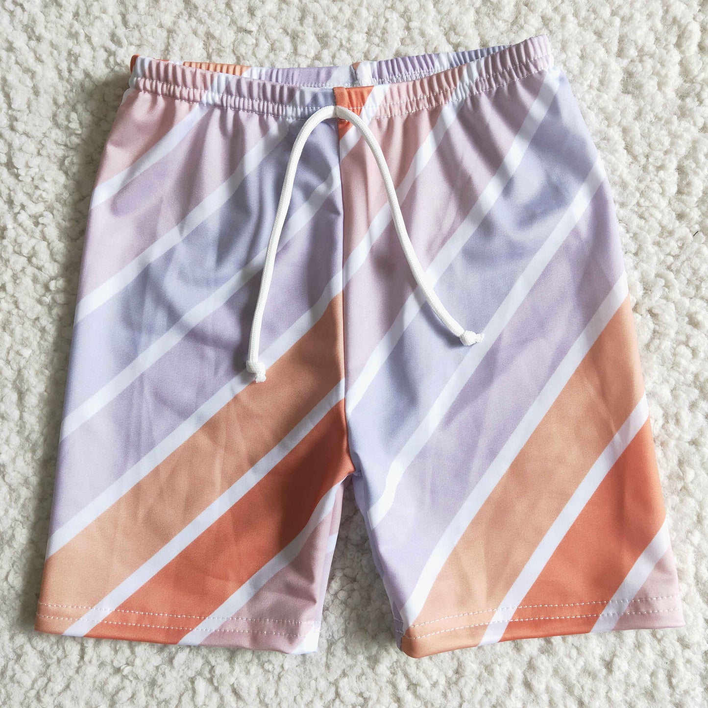 Orange khaki grey stripe baby boys trunks