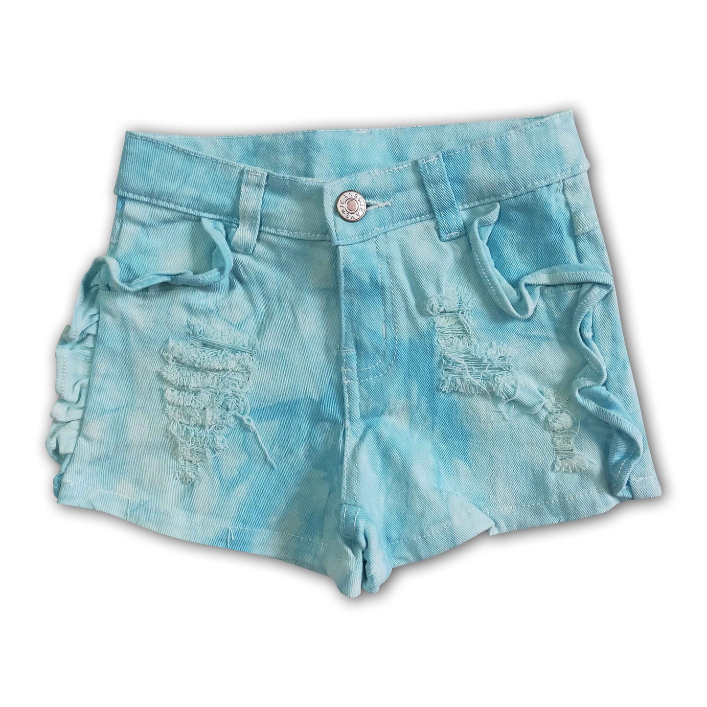 Light blue elastic waistband jeans baby girls denim shorts