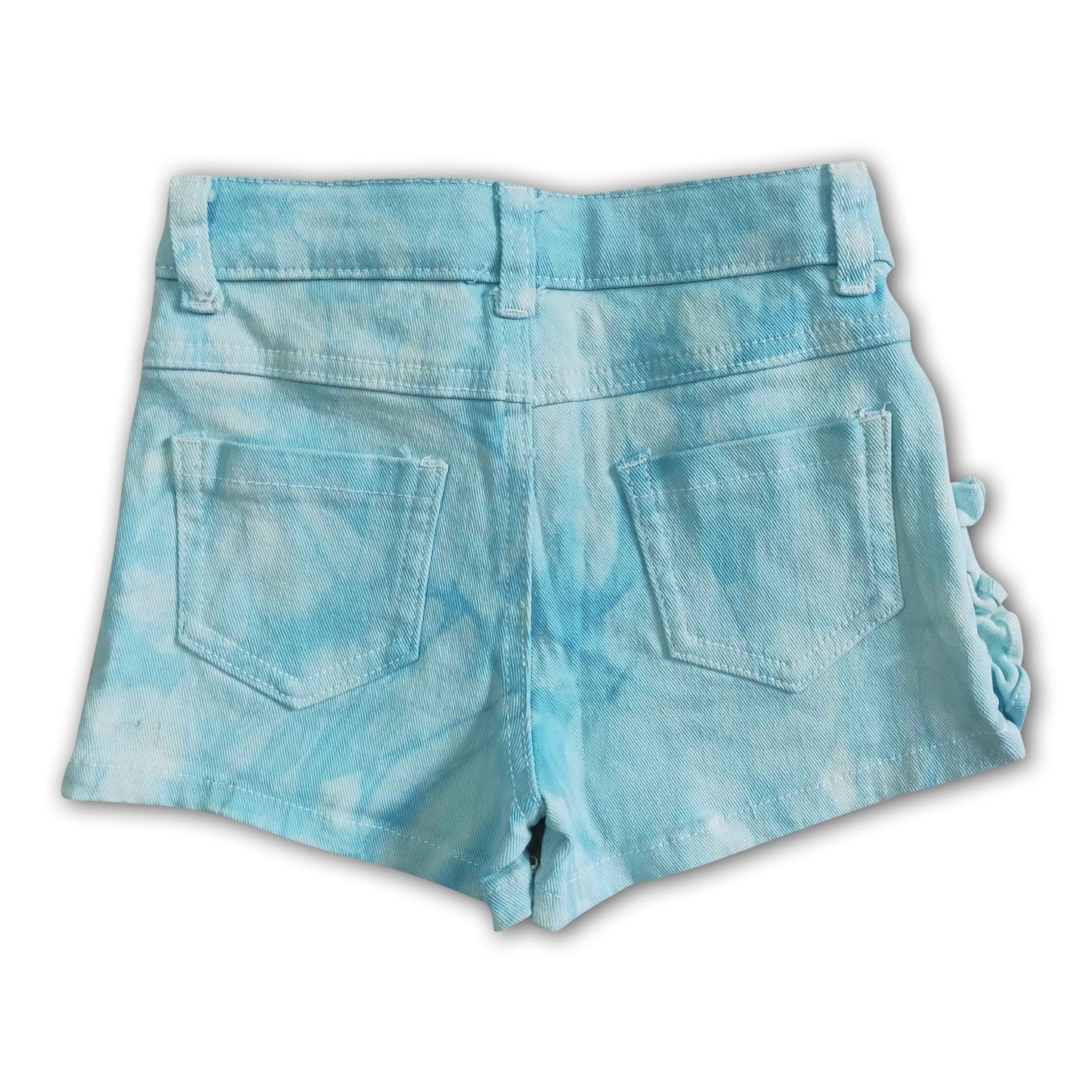 Light blue elastic waistband jeans baby girls denim shorts