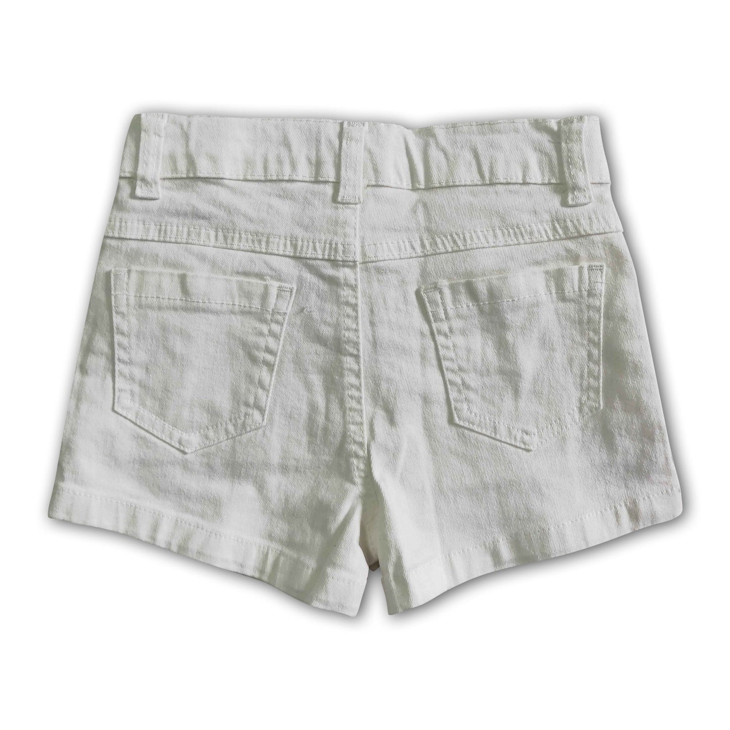 White elastic waistband jeans baby girls denim shorts