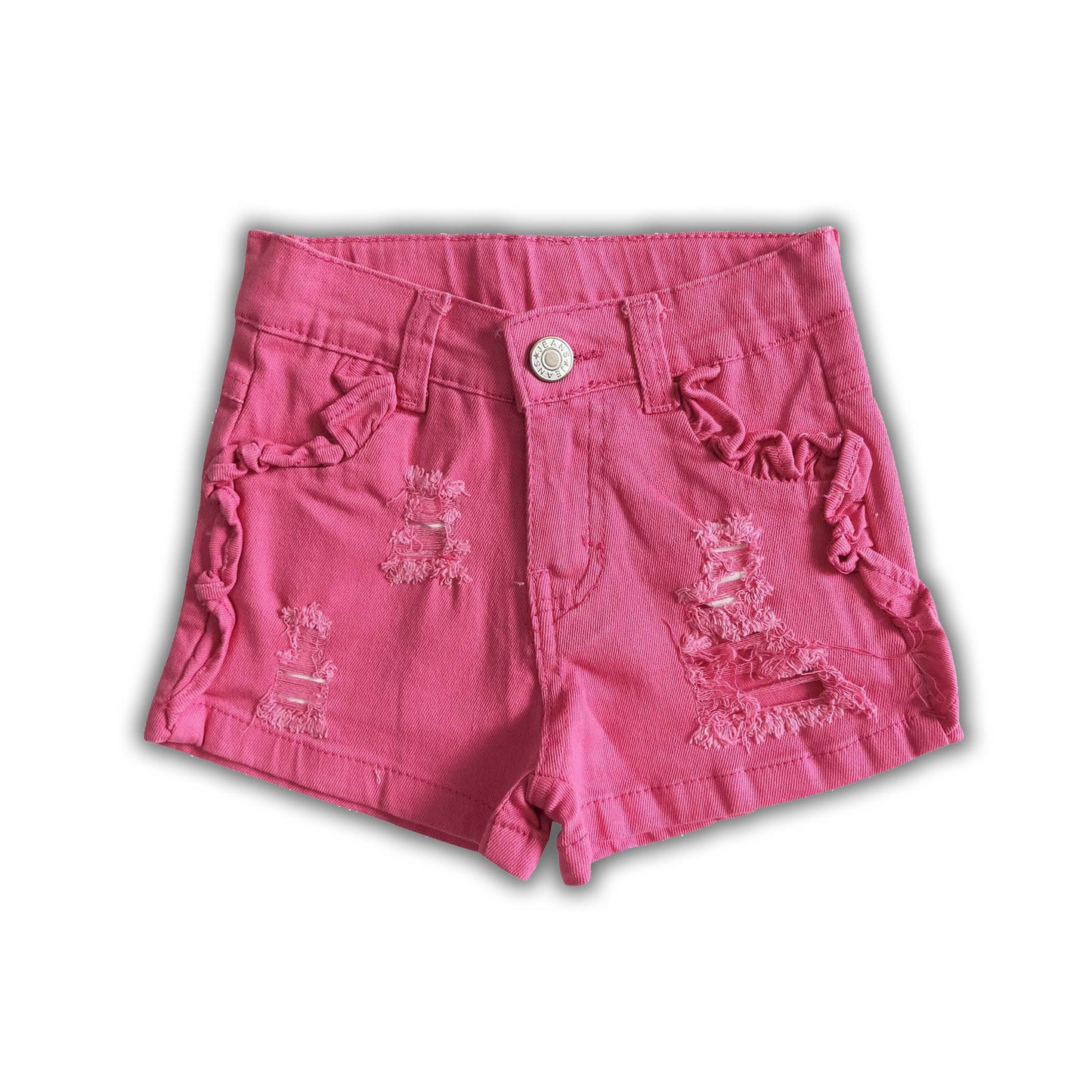 Hot pink elastic waistband jeans baby girls denim shorts