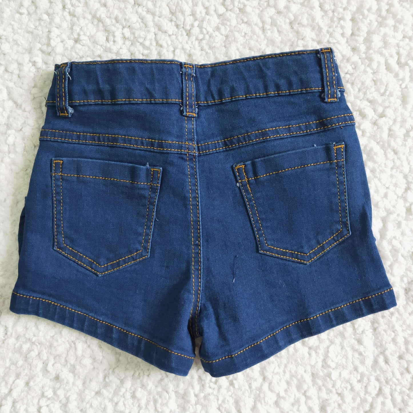 Blue elastic waistband jeans baby girls denim shorts