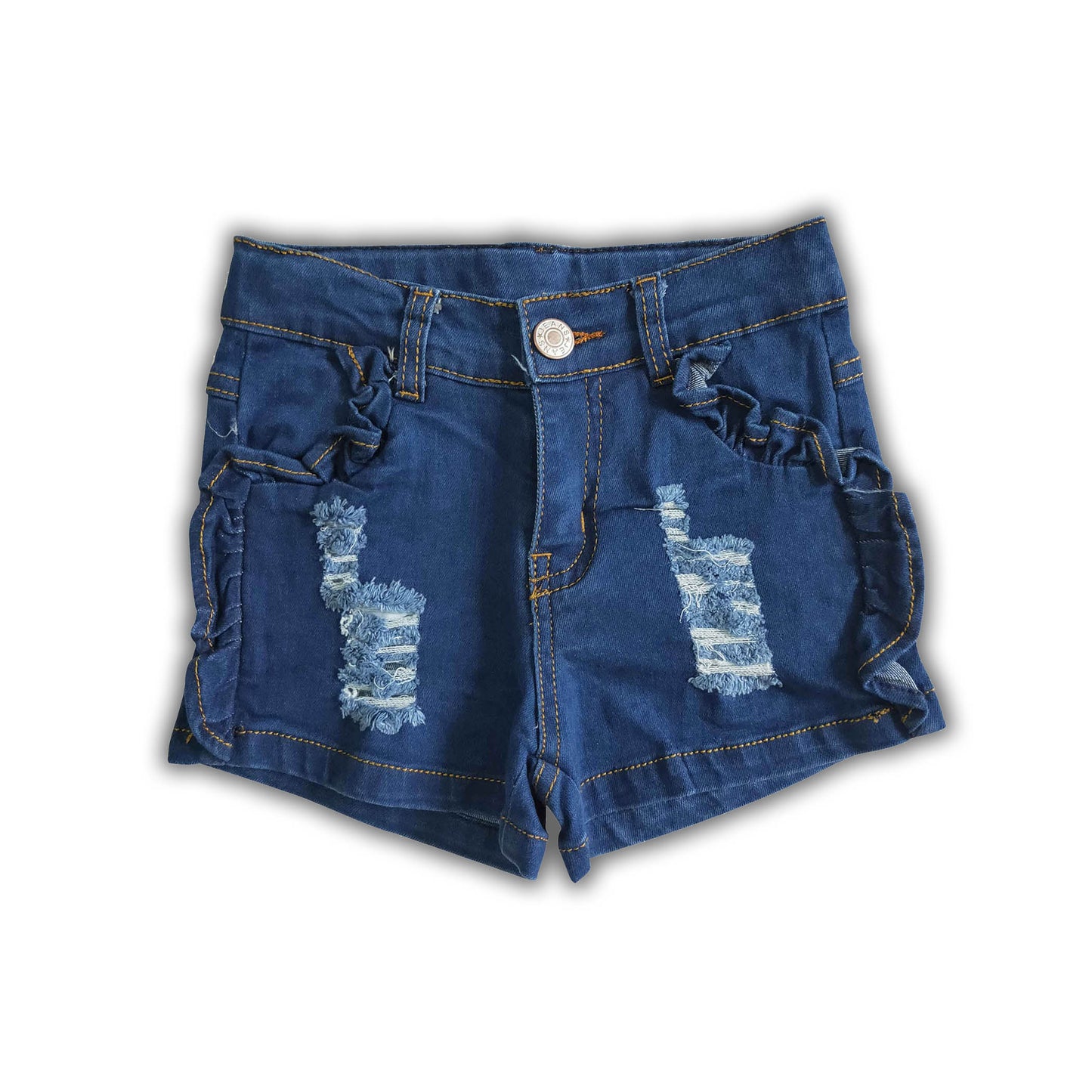 Blue elastic waistband jeans baby girls denim shorts