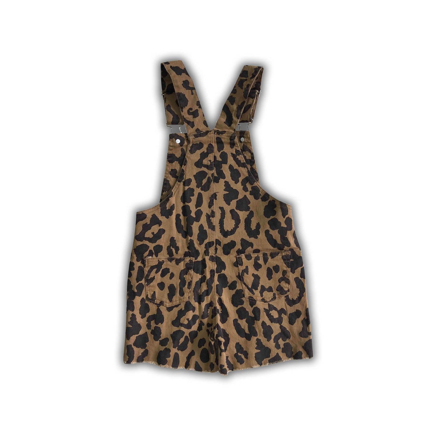 High quality leopard denim shorts girls summer overalls