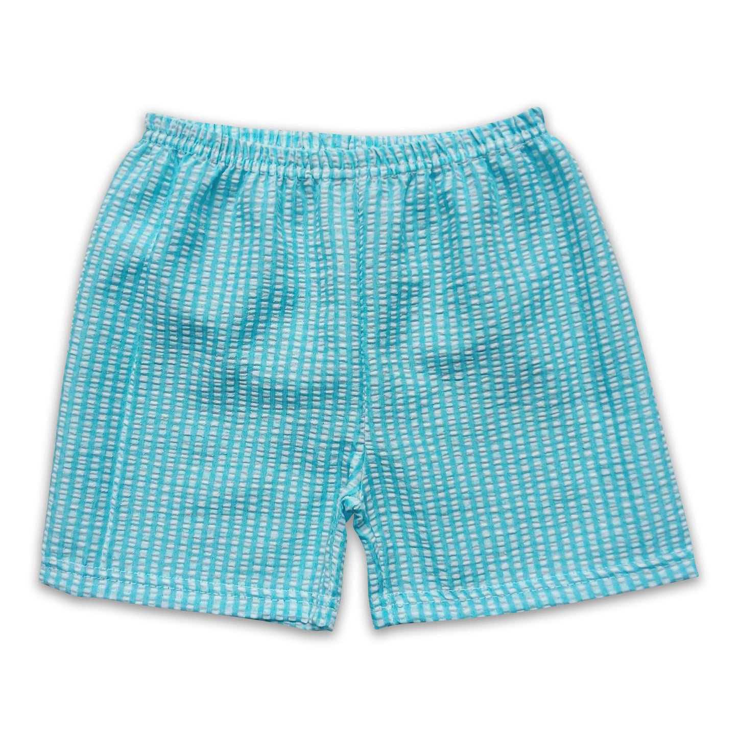 Aqua plaid seesucker baby boy shorts