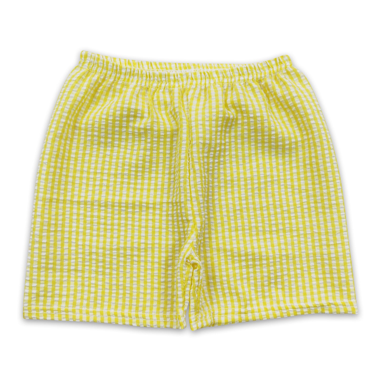 Yellow plaid seesucker baby boy shorts