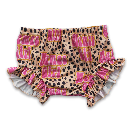 Mama's girl leopard baby girls ruffle bummies