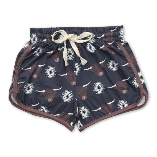 Highland cow baby girls summer western shorts