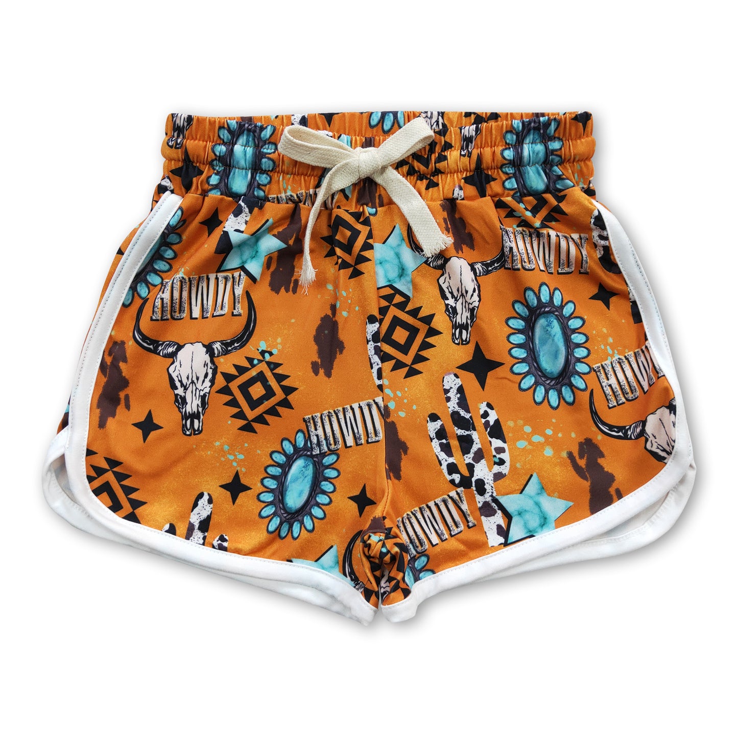 Howdy bull skull baby girls summer western shorts