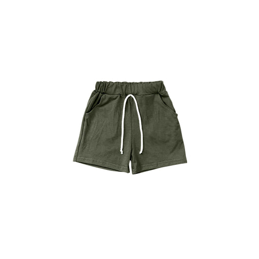 Olive cotton pocket kids boy summer shorts