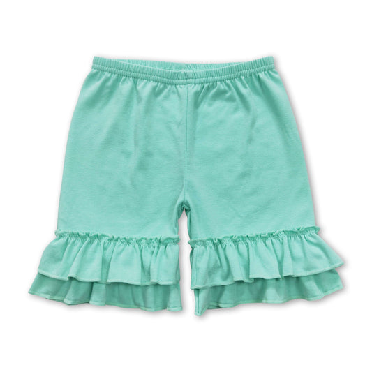 Mint ruffle cotton baby girls summer shorts