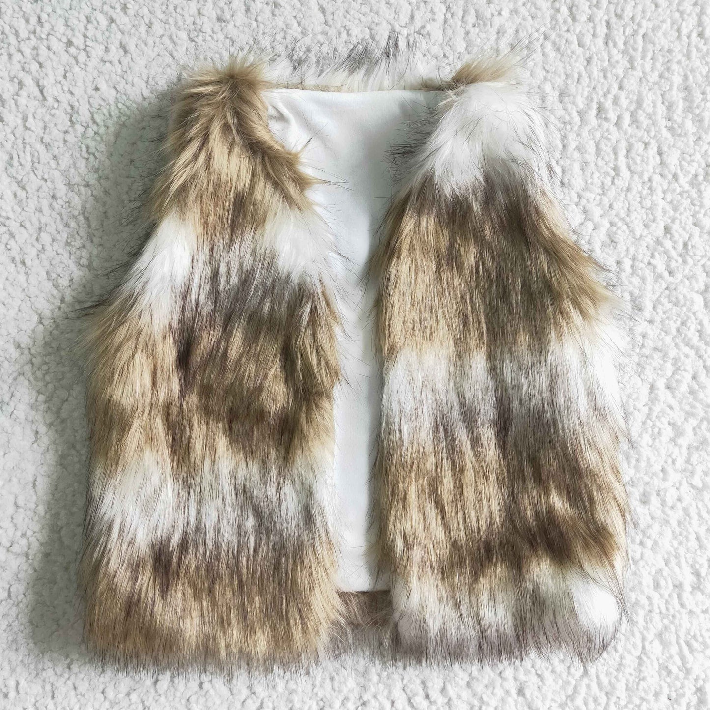 High quality white kahki faux fur girls vest