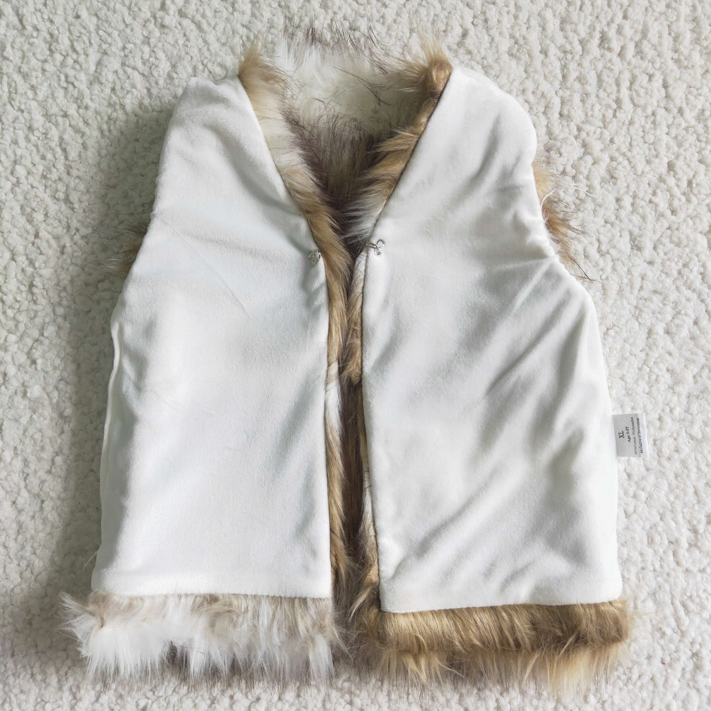 High quality white kahki faux fur girls vest