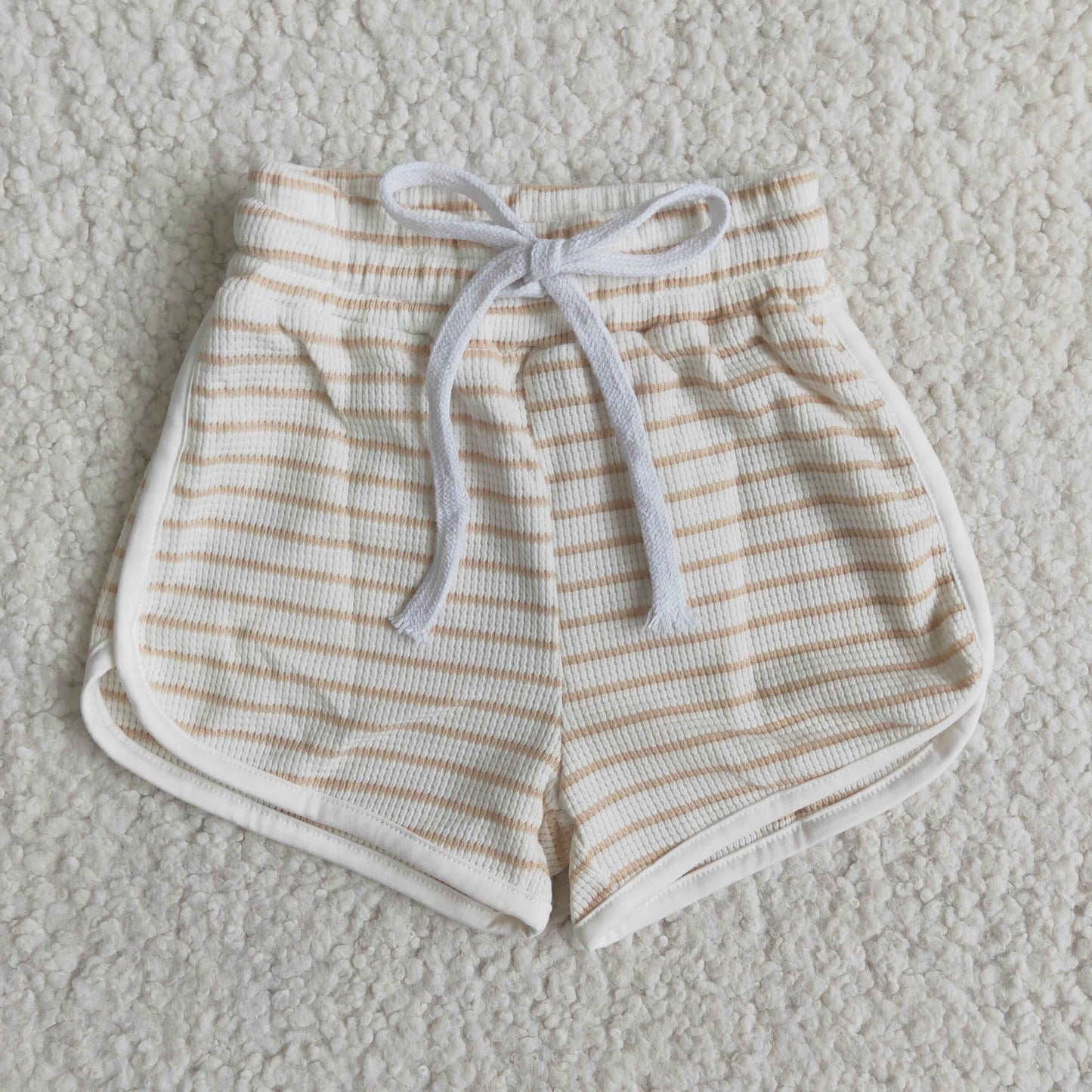 High quality cotton white khaki drawstring girls summer shorts