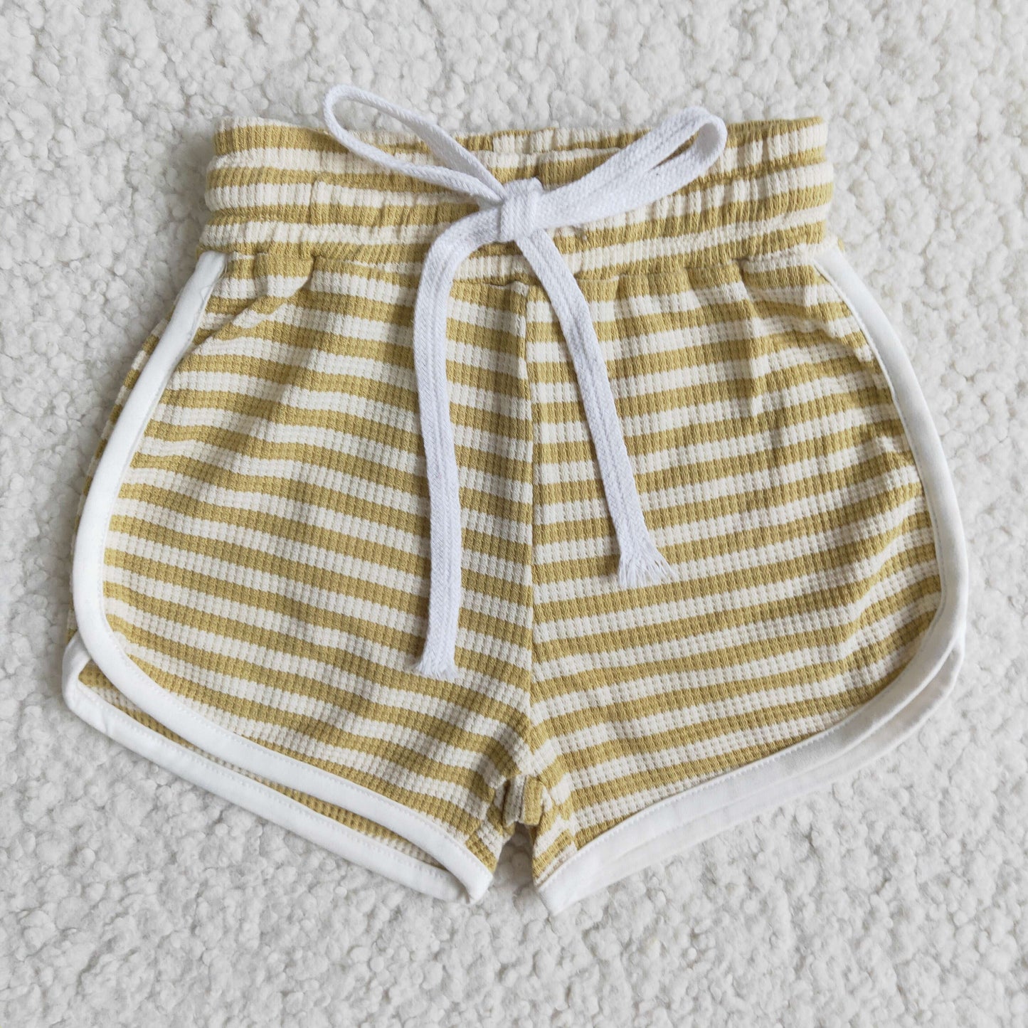 High quanlity baby cotton stripe drawstring girls summer shorts